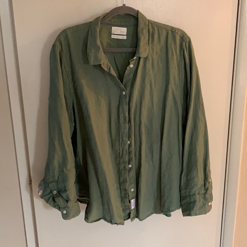 JCrew Slim-fit Baird McNutt Irish linen shirt in “Pale Cypress